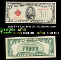 1928F $5 Red Seal United States Note Grades xf+