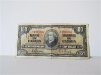 1937 BANK OF CANADA $100 DOLLARS BILL