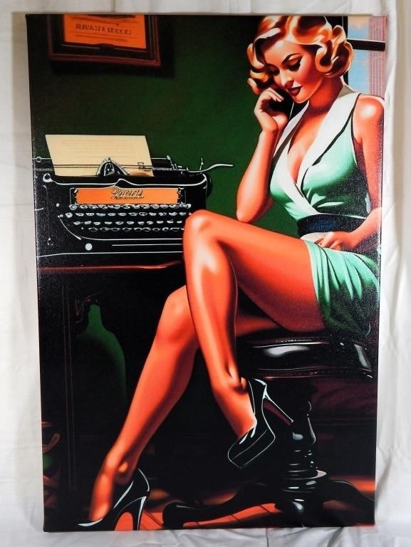 Beautiful Pin-up Girl on canvas