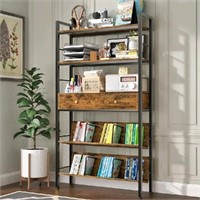 YAOHUOO Bookshelf with Drawers - Blackand brown ,