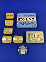 8 Tin Pill Boxes
