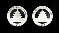 Coin 2-China Panda's 2016+2017-BU