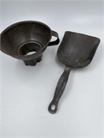 Vintage Metal Hand Scoop/Shovel  & Funnel