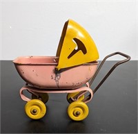 Vintage 1930's Doll Baby Carriage Pressed Steel