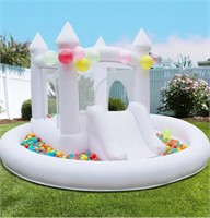 White Bounce House with Ball Pit, Indoor &
