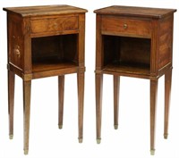 (2) FRENCH LOUIS XVI STYLE WALNUT NIGHTSTANDS