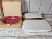 3 Longaberger casserole dishes and casserole