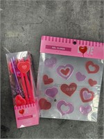 Valentines straws and window clings