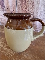 Newer 6" Tan/Brown Stoneware Milk Pitcher