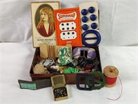 Group of Sewing Items in Tin Box