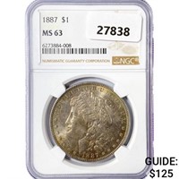 1887 Morgan Silver Dollar NGC MS63
