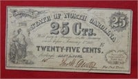 1866 State of North Carolina 25 Cent Fractional