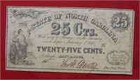 1866 State of North Carolina 25 Cent Fractional