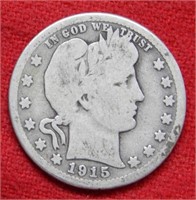 1915 S Barber Silver Quarter