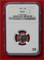 1957 Roosevelt Silver Dime NGC PF67