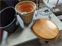 Wood Toilet Set, Bucket, Clay Pot & Other