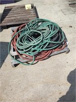A pallet of garden hoses