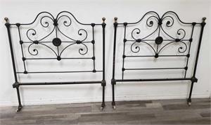 Vintage wrought iron & brass bed frame