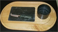 Wood and marble cheese cutting board like new