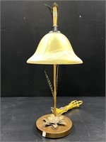 Brushed Metal Gooseneck Lamp w/ Flower & Leaf