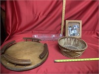 Lazy Susan, birch basket, serving ware