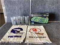 NFL Drinking Glasses, Towels, and Checkers Bundle