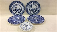 Set of 5 Including 4 Various Old Blue & White