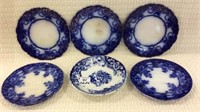 Group of 6 Pieces of Various Flo Blue Including