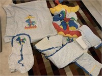 VINTAGE BABY BUMPERS, BLANKET, SHEETS FOR CRIB