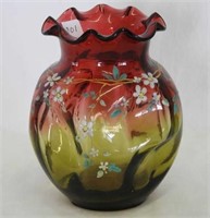 Rubina Verde decorated 5" vase