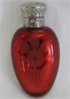 Mercury Glass red etched lay down 3 3/4" perfume