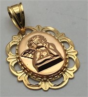 14k Gold Cherub Pendant