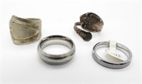 4 Silver tone Bands/Rings