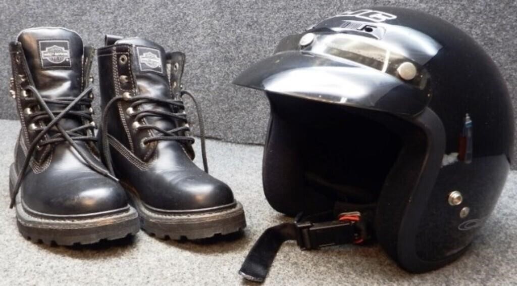 Women's Harley Davidson Motorcycle Boots & Helmet