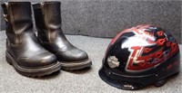 Men's Harley Davidson Motorcycle Boots & Helmet