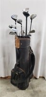 Golf Clubs (assorted brands) and Bag.