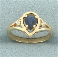 Sapphire and Diamond Ring in 14k Yellow Gold