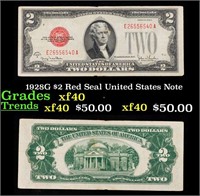 1928G $2 Red Seal United States Note Grades xf