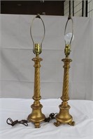 Pr of Painted wood footed lamps some knicks
