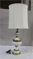 Metal lamp painted white and brass 31.5"H