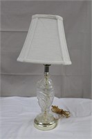 Glass base lamp, brass bottom 21"H
