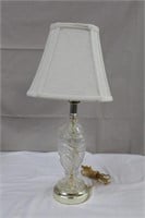 Glass base lamp, brass bottom 21"H
