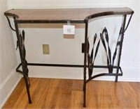 Wrought Iron Base Table w/Wooden Top 30 1/2" T X