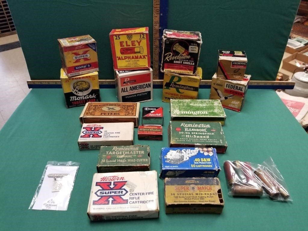 AMMO BOXES INCL ELEY, REMINGTON, WESTERN, & MORE