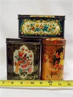 (3) Decorative Metal Tins (2) Made in England