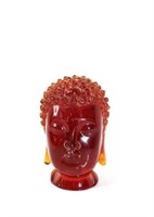 Cherry amber chinese buddha head table sculpture