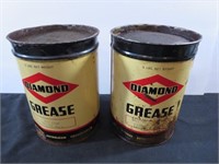*2 Vintage Diamond Grease 5 lbs Cans w/ Some