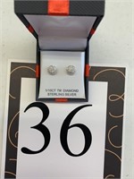1/10CT TW Diamond Sterling Silver Stud Earrings