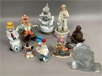 Assorted Clown Figurines and More
