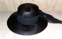 Vintage Ladies Hat; Black; Fedoria